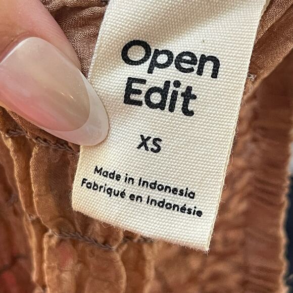 Open Edit Smocked Semisheer Miniskirt Tan Size XS - Picture 5 of 6